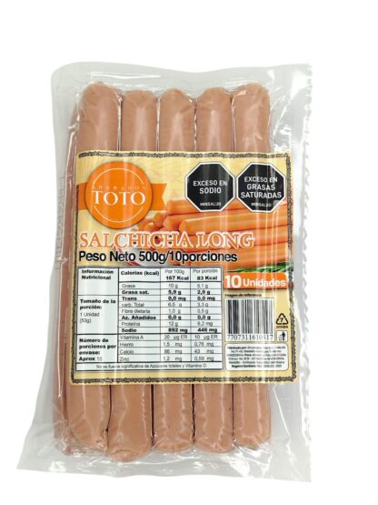 SALCHICHA TOTO PARA HOT DOG X500 GRAMOS